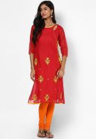 G Red Solid Kurta