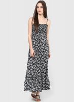 Ginger By Lifestyle Navy Blue Colored Printed Maxi Dress