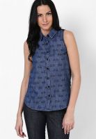 Ginger By Lifestyle Polyester Blue Shirt