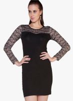 Globus Black Colored Embroidered Shift Dress