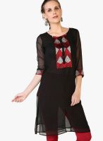 Globus Black Solid Kurtis