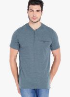 Highlander Blue Solid Henley TShirts