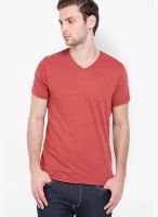 Highlander Red Solid V Neck T-Shirts