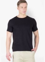 Hypernation Black Solid Round Neck T-Shirt