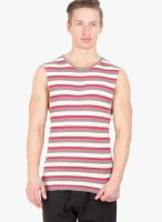 Hypernation Red Striped Round Neck T-Shirts