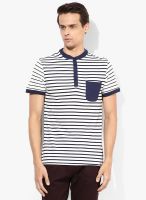 Incult Navy Blue Striped Henley T-Shirt
