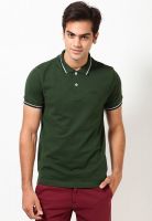 Jack & Jones Green Solid Polo T-Shirts