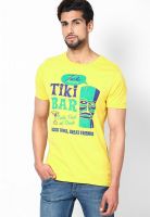 Jack & Jones Yellow Graphic Round Neck T-Shirts