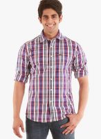 Jogur Purple Checks Slim Fit Casual Shirt