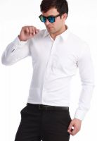 Jogur Solid White Formal Shirt