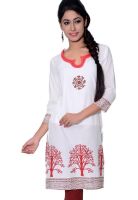 Juniper White Printed Kurtis