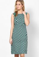 Lara Karen Green Colored Printed Shift Dress