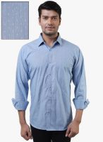 Lee Marc Blue Printed Regular Fit Casual Shirt