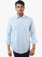 Lee Marc Blue Solid Regular Fit Casual Shirt