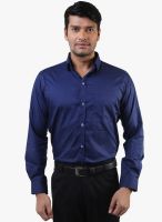 Lee Marc Blue Solid Regular Fit Casual Shirt