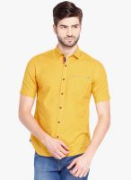 Locomotive Yellow Solid Slim Fit Casual Shirt