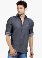 London Bee Black Solid Slim Fit Casual Shirt