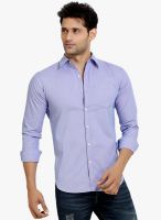 London Bee Lavender Striped Slim Fit Casual Shirt