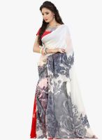 Lookslady Beige Printed Saree