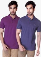 Lucfashion Pack Of 2 Multicoloured Solid Polo T-Shirt