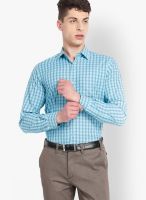 Mark Taylor Checked Aqua Blue Formal Shirt