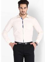 Mark Taylor Solid Beige Formal Shirt