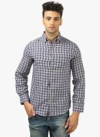 Nick & Jess Blue Checked Slim Fit Casual Shirt