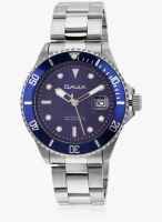 Omax Ss-202 Silver/Blue Analog Watch