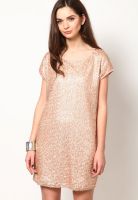 Only Peach Colored Embellished Shift Dress