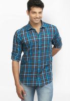 Orange Valley Checks Blue Casual Shirt