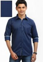 Orange Valley Checks Blue Casual Shirt