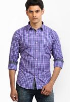 Orange Valley Checks Purple Casual Shirt
