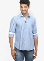 Orange Valley Solid Blue Casual Shirt
