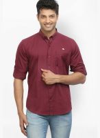 Orange Valley Solid Maroon Casual Shirt