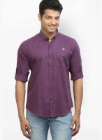 Orange Valley Solid Purple Casual Shirt