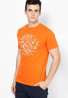 Phosphorus Orange Round Neck T-Shirt By ADPC