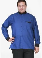 Pluss Solid Blue Casual Shirt