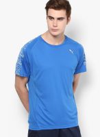 Puma Blue Solid Round Neck T-Shirts