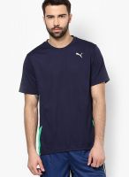 Puma Navy Blue Solid Round Neck T-Shirts