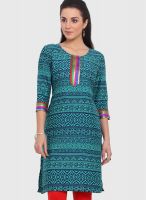 Q Answers Green Embroidered Kurtis