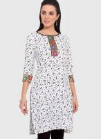 Q Answers White Embroidered Kurtis