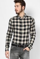 RVLT Black Casual Shirt With Check Pattern