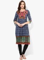 Rain & Rainbow Blue Printed Cotton Anarkali