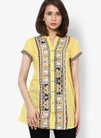 Rain & Rainbow Cotton Yellow Kurti