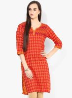 Rangriti Orange Printed Kurta