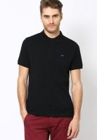Red Tape Black Solid Polo T-Shirts