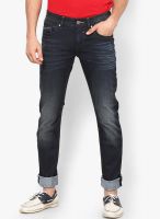 Rookies Washed Navy Blue Slim Fit Jeans