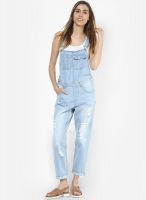 SISTER'S POINT Blue Solid Dungarees