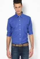 Saffire Solid Blue Regular Fit Formal Shirt