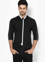 See Designs Black Solid Casual Shirt